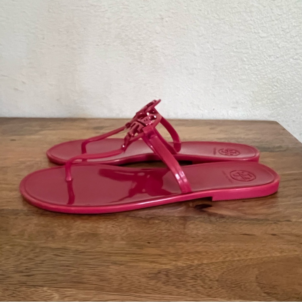 TORY BURCH MINI MILLER JELLY THONG PINK SANDAL SIZE 10 - Picture 4 of 12